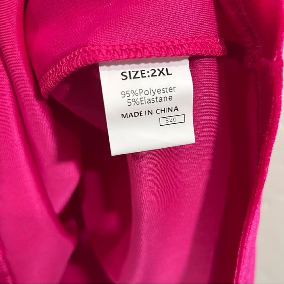 Plus Size Hot Pink Fuchsia Velvet Button Down Babydoll Tunic Top 2X Holiday - Picture 6 of 8